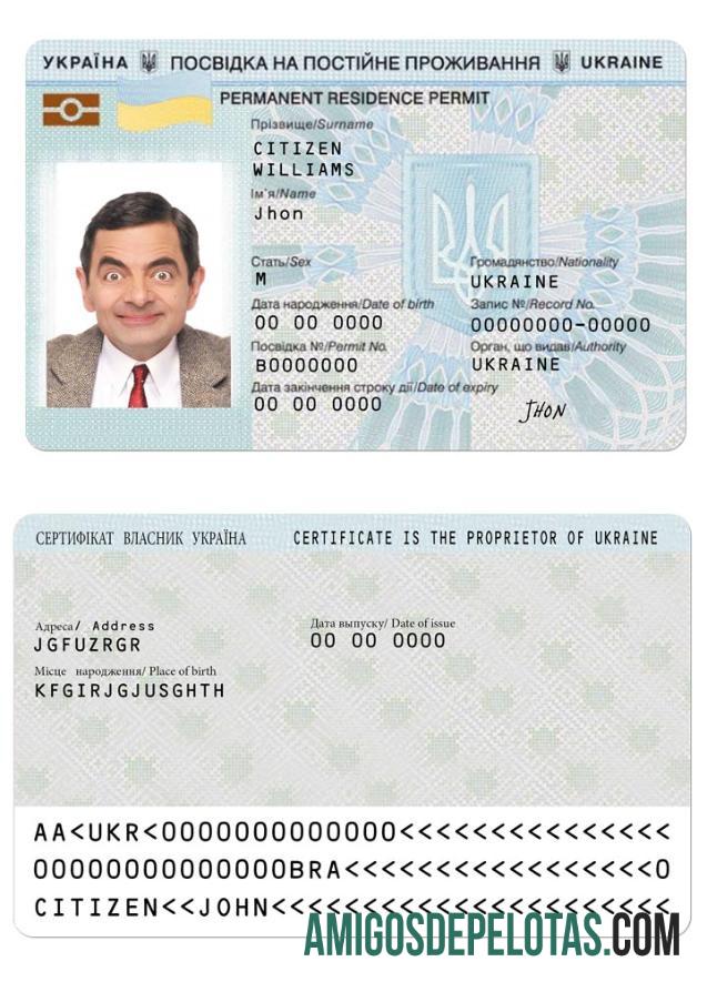 Autorização de residência na Ucrânia exemplo